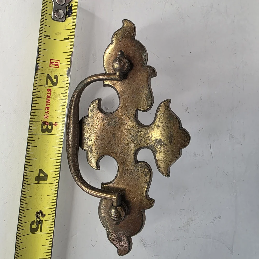 Antique-Style Decorative Brass Drawer Pull - Brown Brass Finish